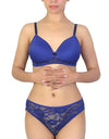Butterfly back Bra With Lacy Panty SET-BLUE DEPTHS