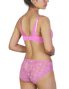 Butterfly back Bra With Lacy Panty SET-PINK COSMOS