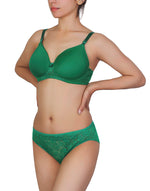 Butterfly back Bra With Lacy Panty SET -ABUNDANT GREEN