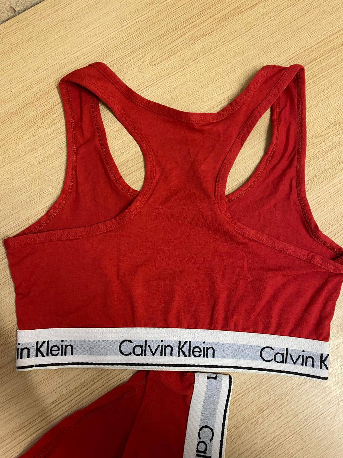 C-K Womens Sports Bra + Panty Set Red