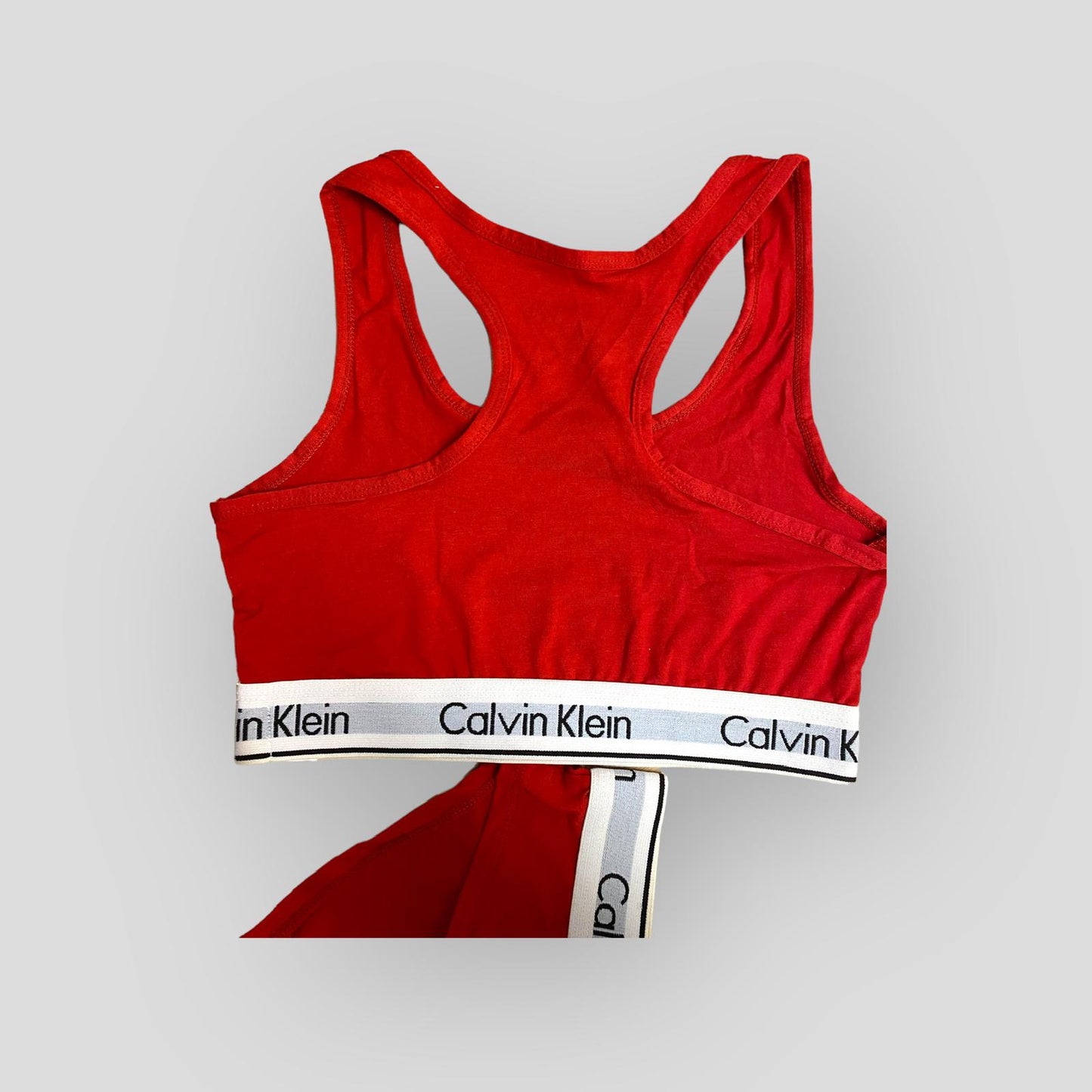 C-K Womens Sports Bra + Panty Set Red